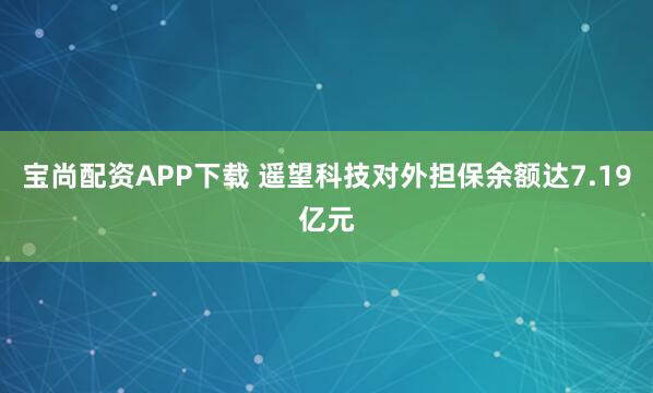 宝尚配资APP下载 遥望科技对外担保余额达7.19亿元