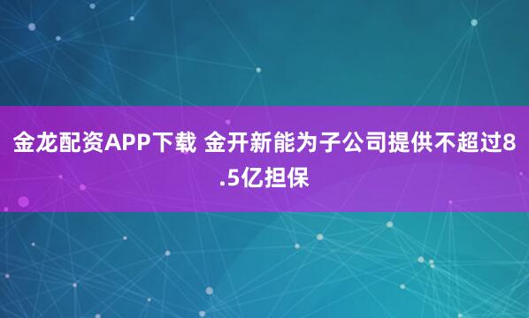金龙配资APP下载 金开新能为子公司提供不超过8.5亿担保