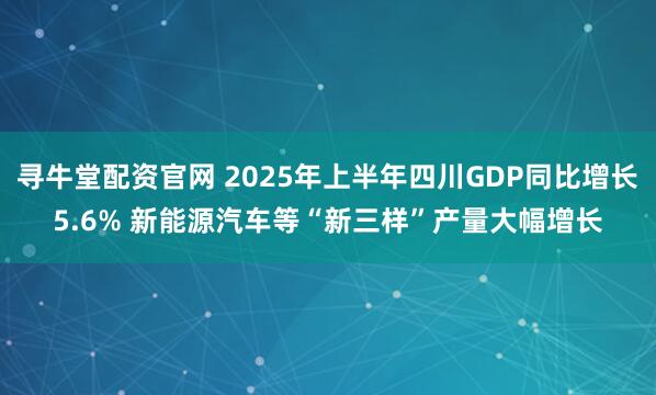 寻牛堂配资官网 2025年上半年四川GDP同比增长5.6% 新能源汽车等“新三样”产量大幅增长